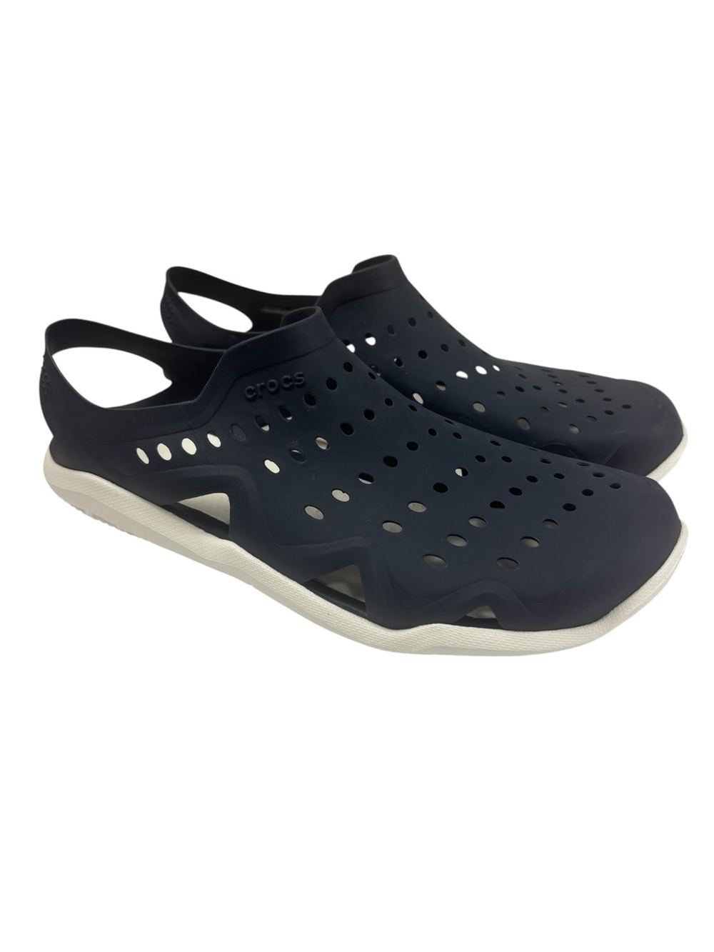Crocs Men's Swiftwater Wave Sandals Navy Blue White Water Shoes Size 10